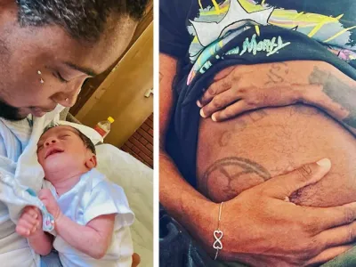 Woman shares pics of her husband giving birth